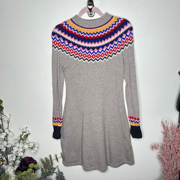 BODEN Millie Fair Isle Knitted Sweater Dress Mink Melange Tan Taupe {KK17} - Picture 4 of 8